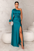 Vestido satinado de un solo hombro Nicole™