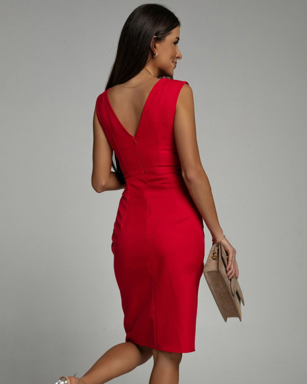 Vestido Aura con Escote Plisado en V