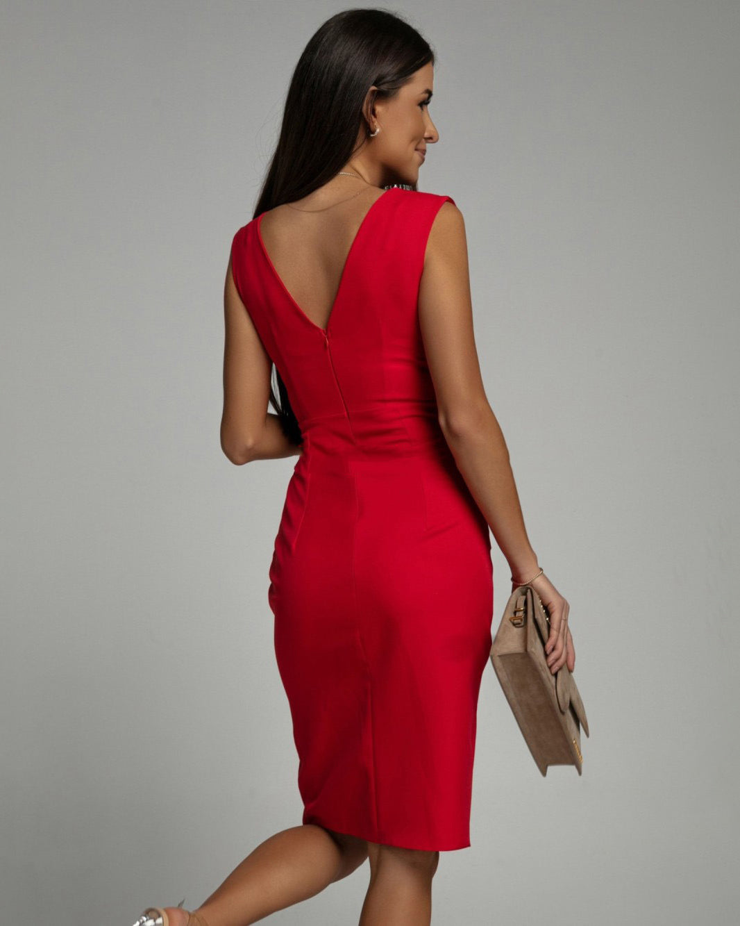 Vestido Aura con Escote Plisado en V