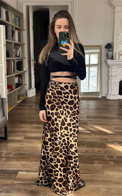Falda Larga de Estampado Leopardo