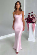 Vestido Gala Satinado de Espalda Descubierta
