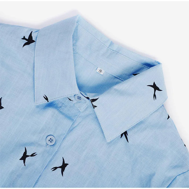 Camisa Estampada de Aves