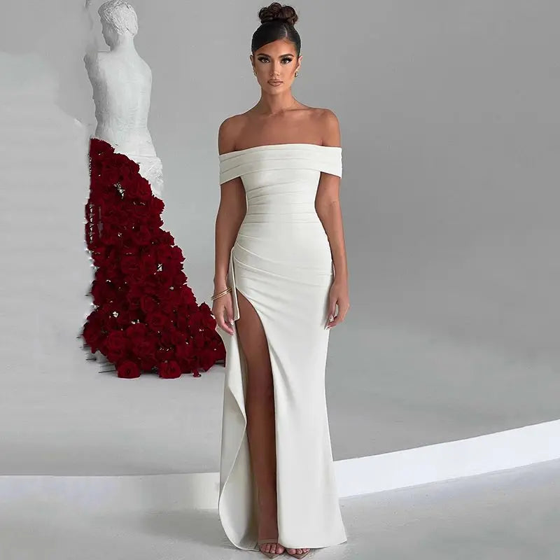 Vestido Luisa Largo con Escote Bardot