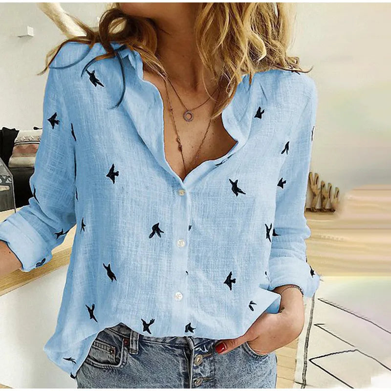 Camisa Estampada de Aves