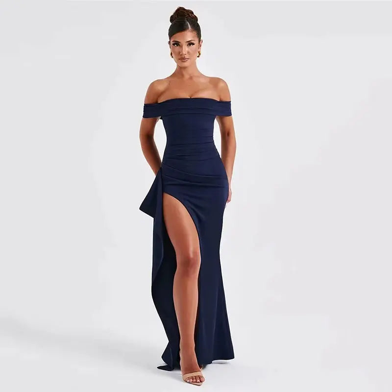 Vestido Luisa Largo con Escote Bardot