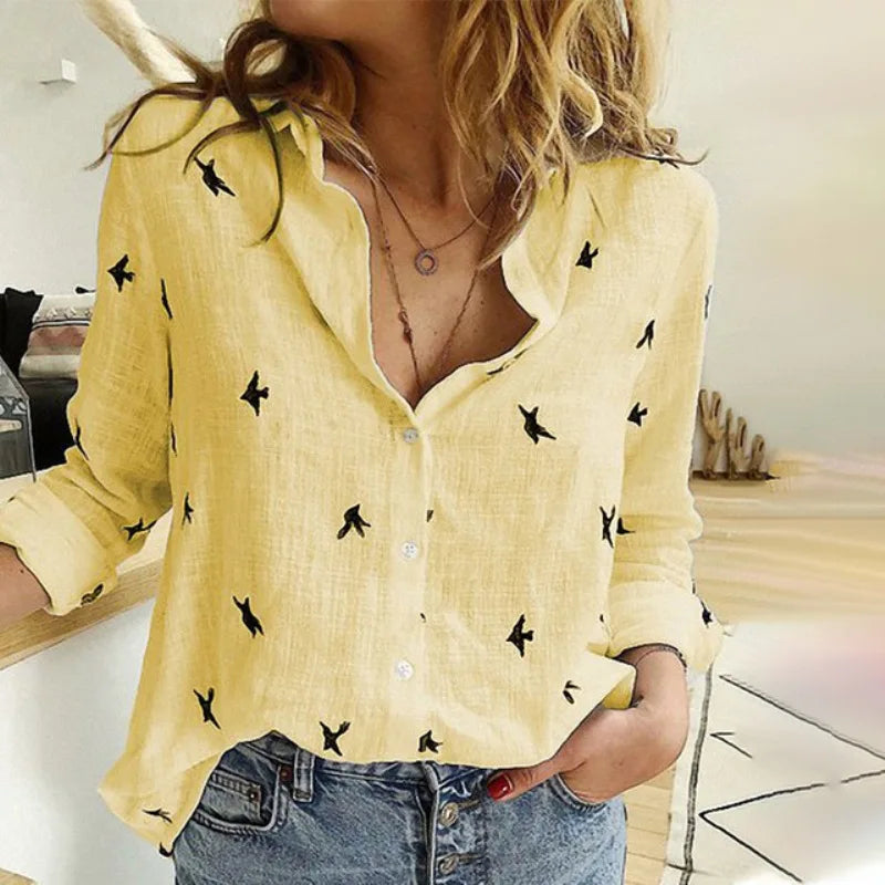 Camisa Estampada de Aves