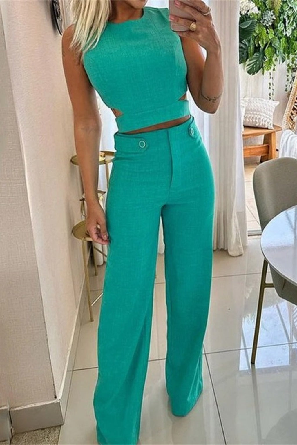 Conjunto Claudia de Top y Pantalón de Tiro Alto