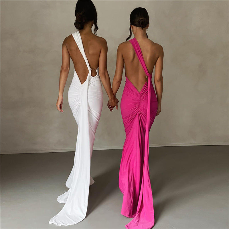 Vestido Asimétrico con Lazo Drapado