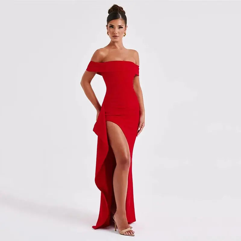 Vestido Luisa Largo con Escote Bardot
