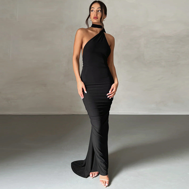 Vestido Asimétrico con Lazo Drapado