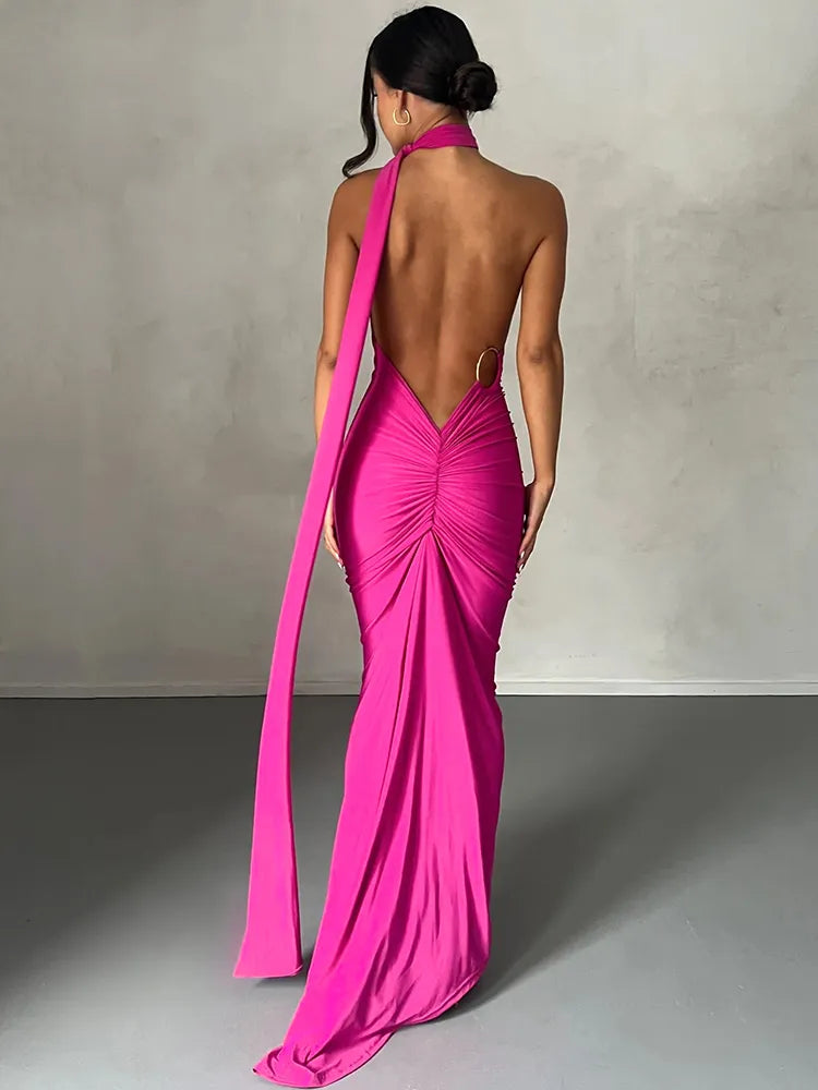 Vestido Asimétrico con Lazo Drapado