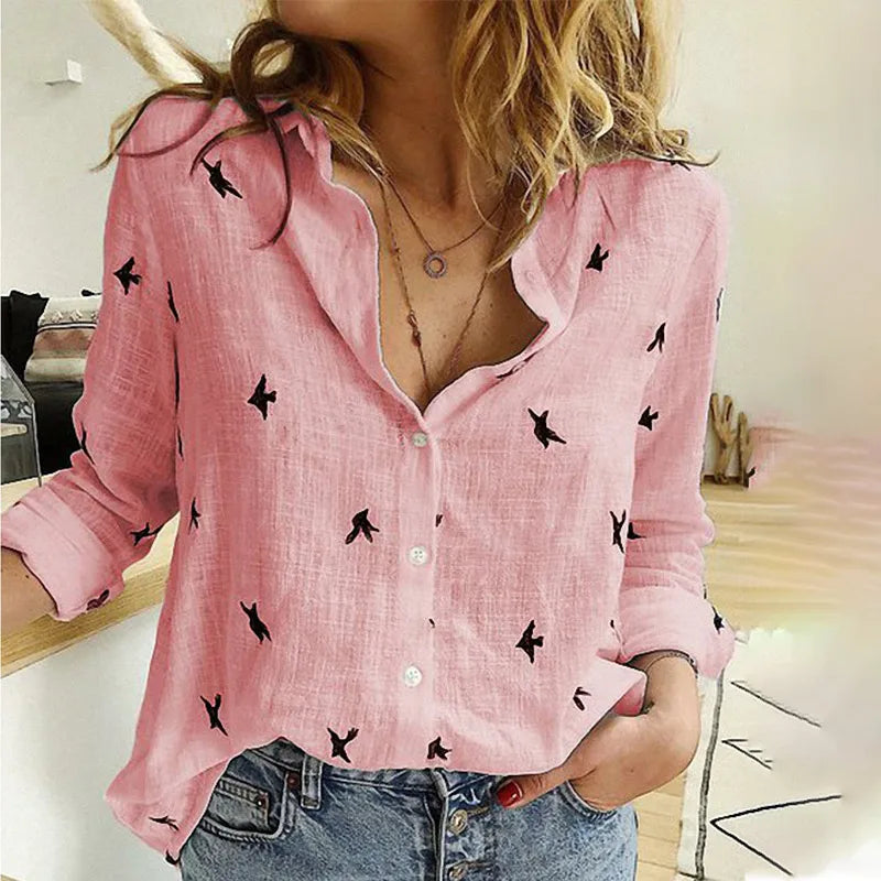 Camisa Estampada de Aves