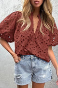 Camisa Floral con Manga Volumen