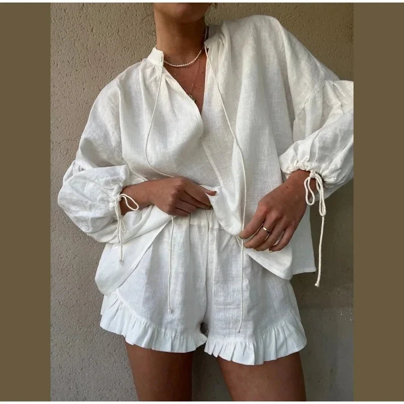 Conjunto de Blusa Volumen y Shorts