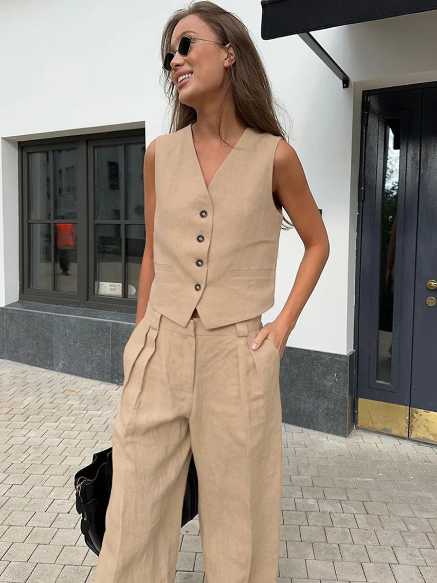 Conjunto Rocío de Chaleco Sastre y Pantalón Largo