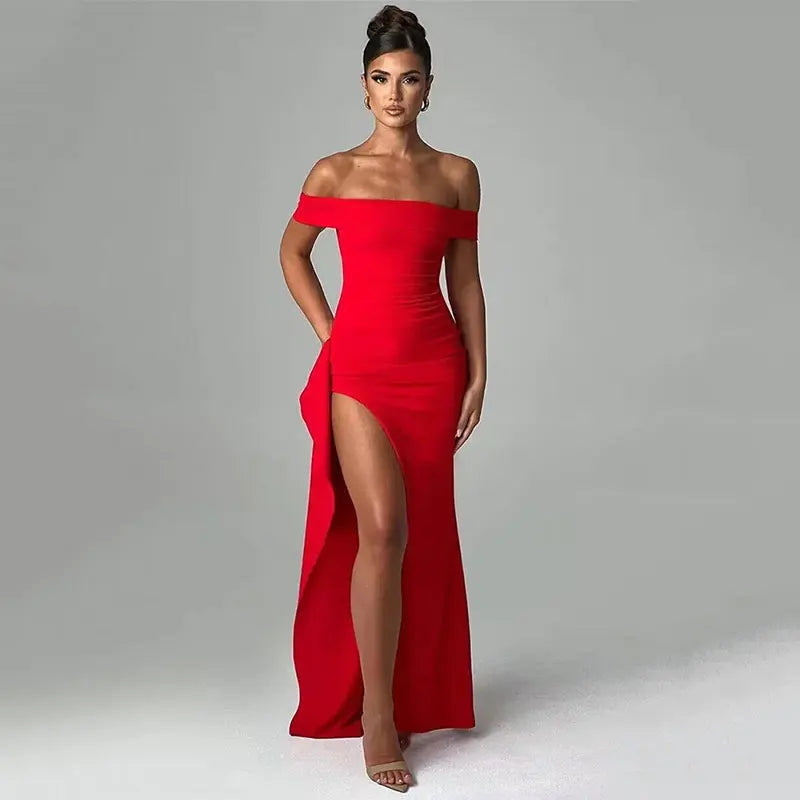 Vestido Luisa Largo con Escote Bardot