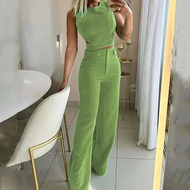 Conjunto Claudia de Top y Pantalón de Tiro Alto
