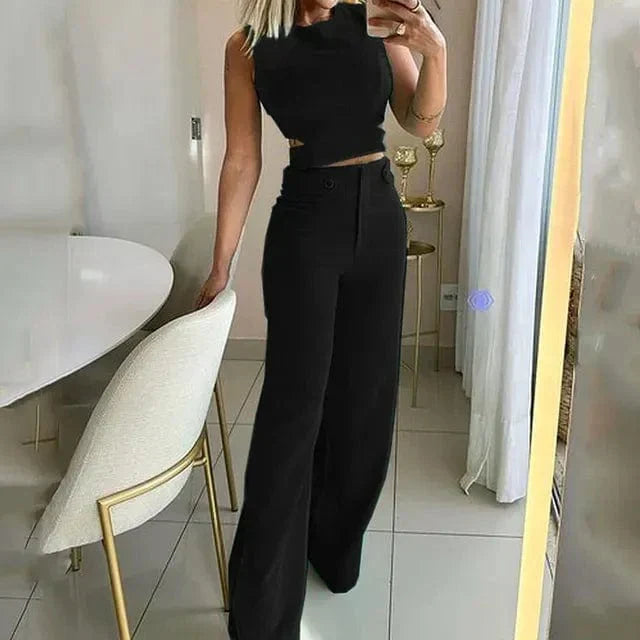 Conjunto Claudia de Top y Pantalón de Tiro Alto