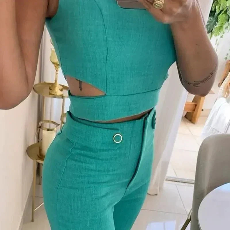 Conjunto Claudia de Top y Pantalón de Tiro Alto