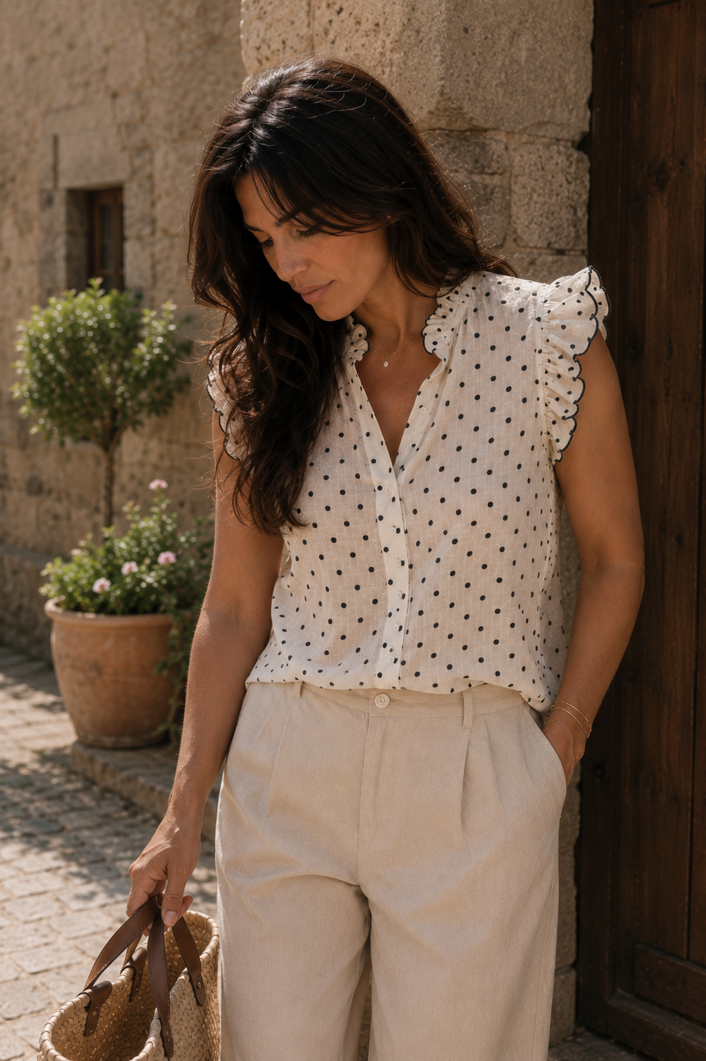 Blusa Capri de Lunares y Volantes