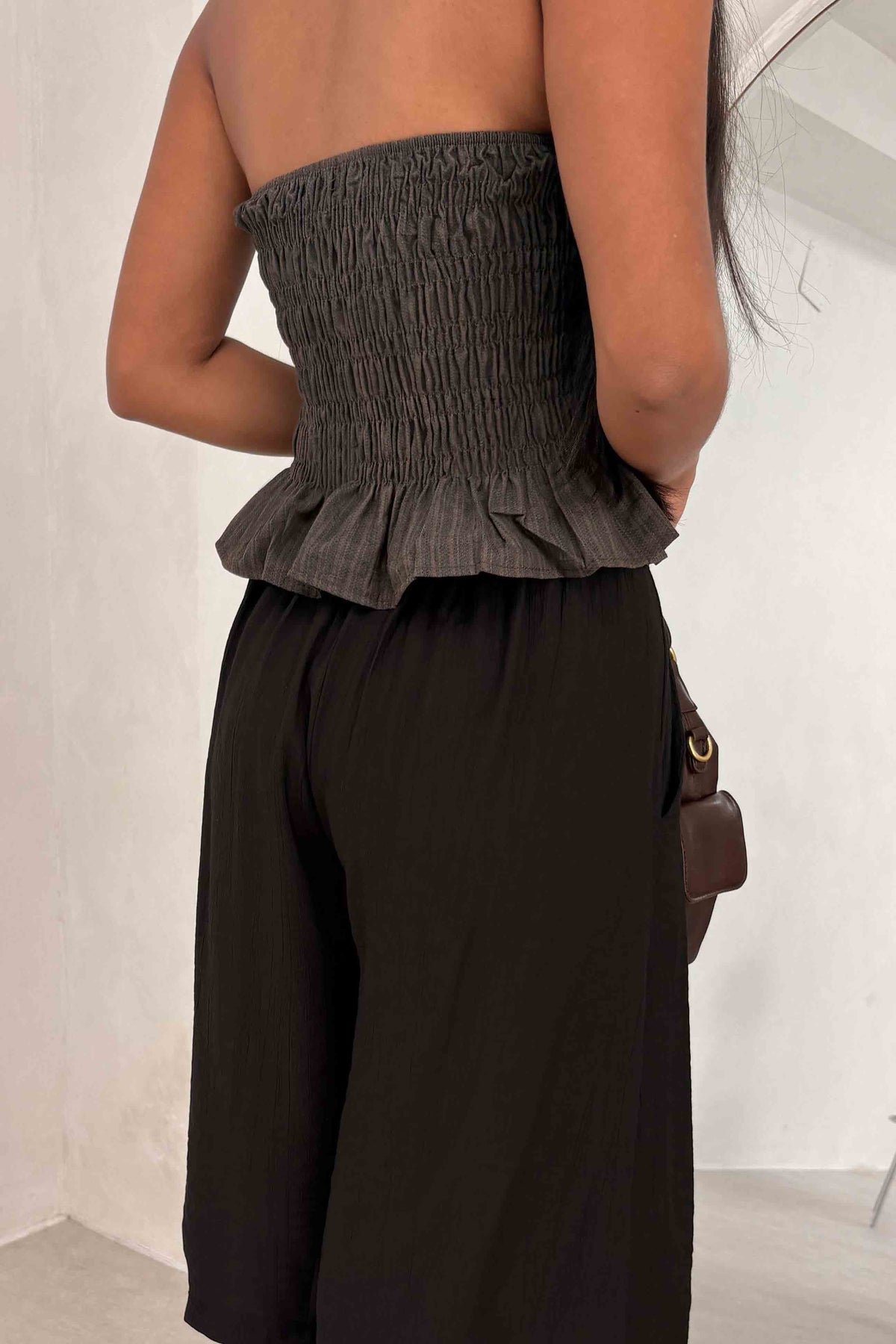 Top Peplum Rayas Marrón